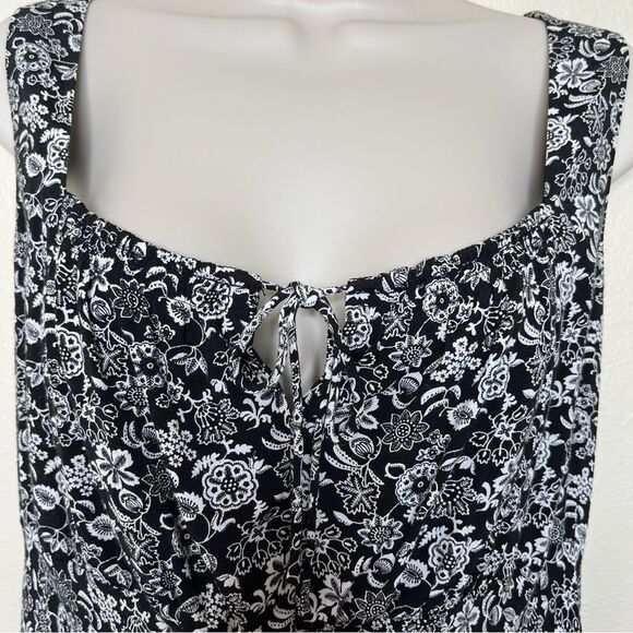 Ann Taylor Loft Black White Floral Keyhole Front Sleeveless Y2K Shift Dress 8 - Picture 5 of 14